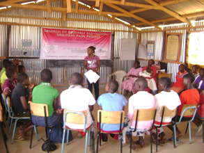 Girls learning about reusable sanitary towels