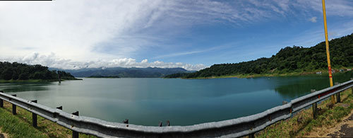 Panoramic view at the Arenal Dam on the way