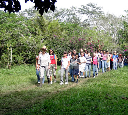 Leading one of the school groups at La Reserva
