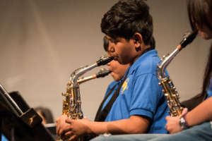 A saxophone player gets into the groove!