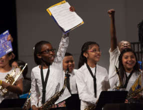 Band students celebrate after their concert!