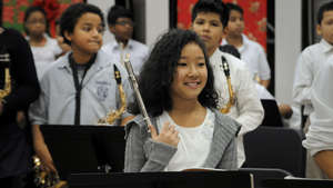 This student is all smiles after her performance