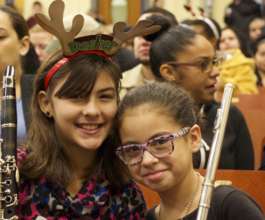Students smile triumphantly after their concert!