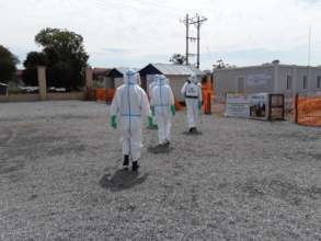 Healthcare workers in South Sudan wearing PPE