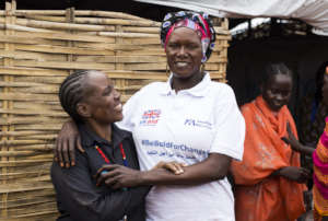 Sophia (right) and Vicki at Sophia's home in Wau