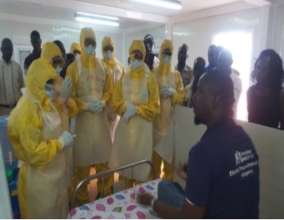 The trainees practiced on simulated Ebola cases.