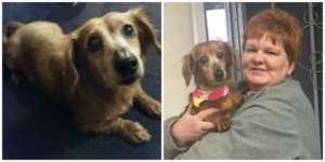 Penny Ann before (left) and with her adoptive mom