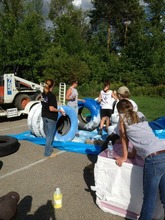 Painting tires for the agility course