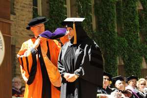 Dr. Sakena Yacoobi receives her hood at Princeton