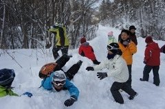 Played tag in snow.