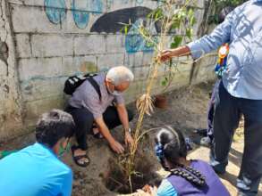 Stakeholder from the community planting a sapling