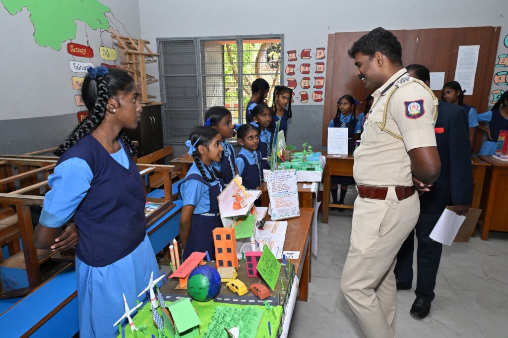 Cheif Guest interacting with the students