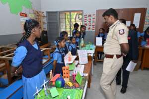 Cheif Guest interacting with the students