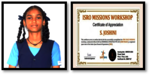 Joshini along with her Participation  Certificate