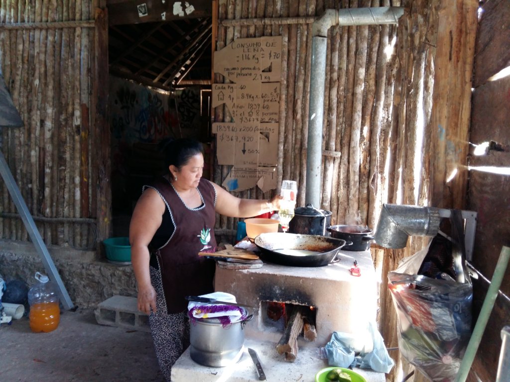 Dona Ana using her clean cookstove in Quintana Roo