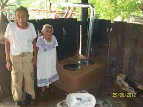 Apolinaria and her husband with new cookstove