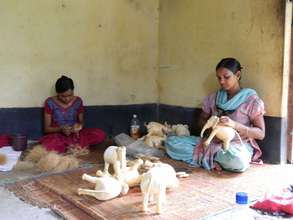 Women crafting toys