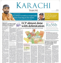 Imran on the top of Express Tribune's Karachi Page