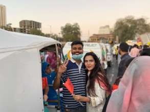 The rickshaws and team at "Aurat March"