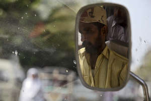 Driving lesson under Mustafa's watchful eye