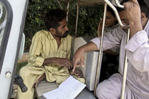 Team meeting in the rickshaw