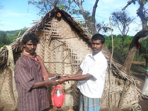 A tribe recieving solar lantern