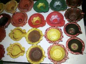 Diyas painted by the boys