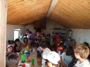 A school group in the cafeteria