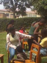 girls while studying hairdressing