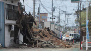 A building brought down by the earthquakes