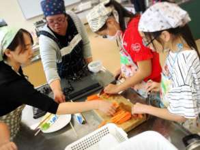 Children participate in a snack-making activity