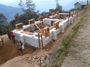 Classroom walls going up in Basa