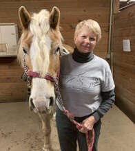 Volunteer Teresa Cendrowska with Bear