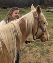 Volunteer Michelle Foss with Hilly
