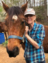 Volunteer Kaye Garland with Reese