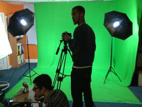 YTV Volunteers setting up their first green screen