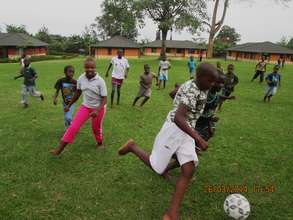 Enjoying a game of fotball.