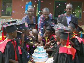 Celebrating the kindergarten graduation.