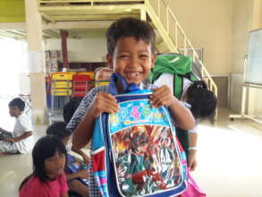 Child with new school bag