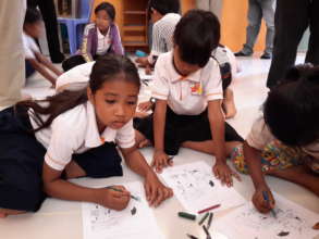 Children drawing at children clubs
