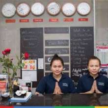 Somaly works part time as a receptionist