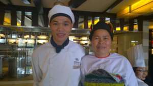 Cuong with his mother Xuan at his graduation