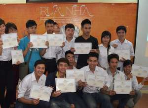 Ba and his classmates at graduation ceremony