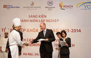 Receive certificate from hotel managers