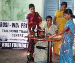 Selvi in the group is sitting in Tailoring Machine