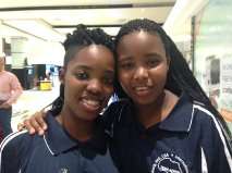 Phoebe and Abigail in Johannesburg Awaiting Flight