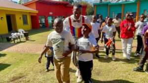 Eye cancer survivors having a dance