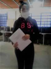 A student receiving the guide