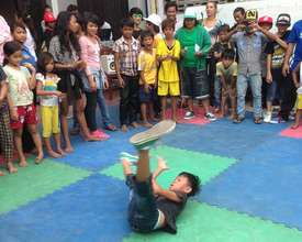 End of month dance off in the courtyard