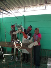 Girls Welding their first sculpture